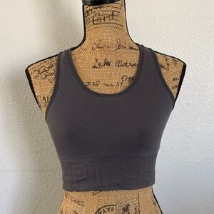 PINK Victoria's Secret Charcoal Seamless Racerback Crop Bralette